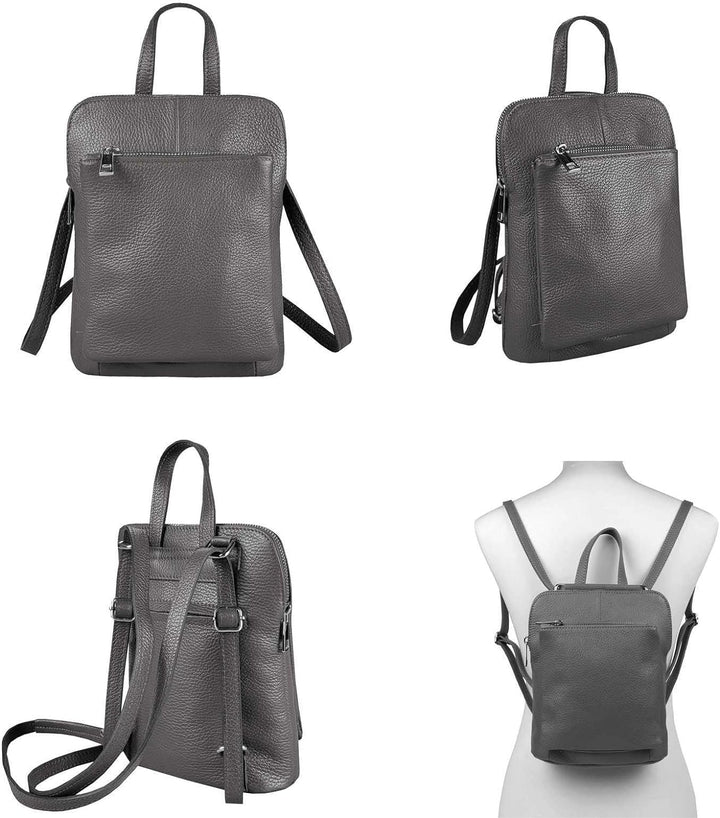 OBC Made in Italy Damen echt Leder Rucksack Bodybag Lederrucksack Tasche Schultertasche Ledertasche