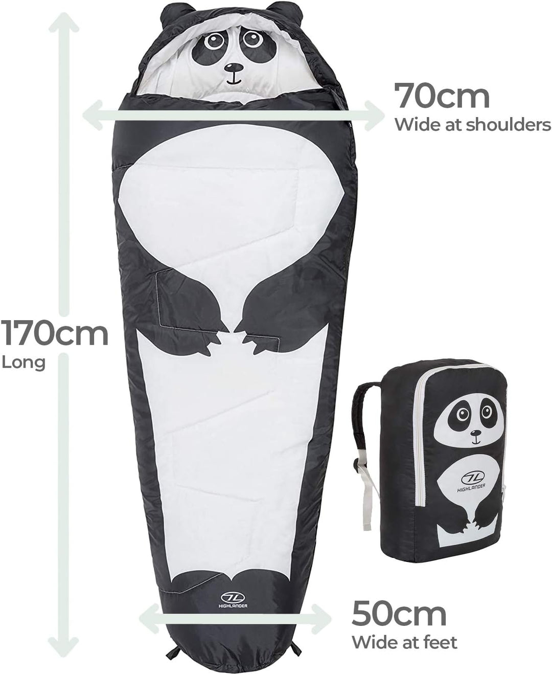K New Highlander Kinder-Schlafsack, Unisex, Creature Schwarz/Panda, Schwarz/Panda