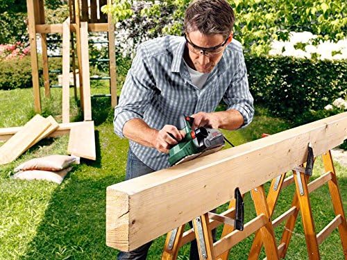 Bosch Handhobel PHO 2000, Hobelmesser, Karton (680 W, Hobelbreite 82 mm, Spantiefe 0 – 2,0 mm, Falzt
