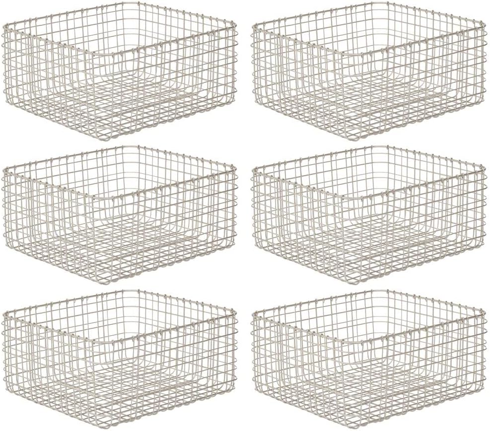 mDesign 6er-Set Allzweckkorb aus Metall – Aufbewahrungskorb für Küche, Vorratskammer etc. – kompakte