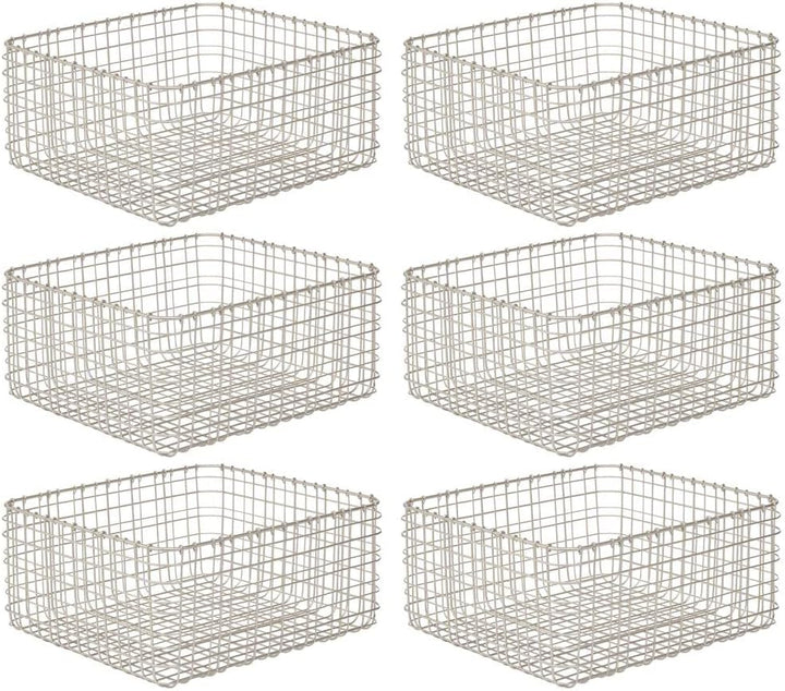 mDesign 6er-Set Allzweckkorb aus Metall – Aufbewahrungskorb für Küche, Vorratskammer etc. – kompakte
