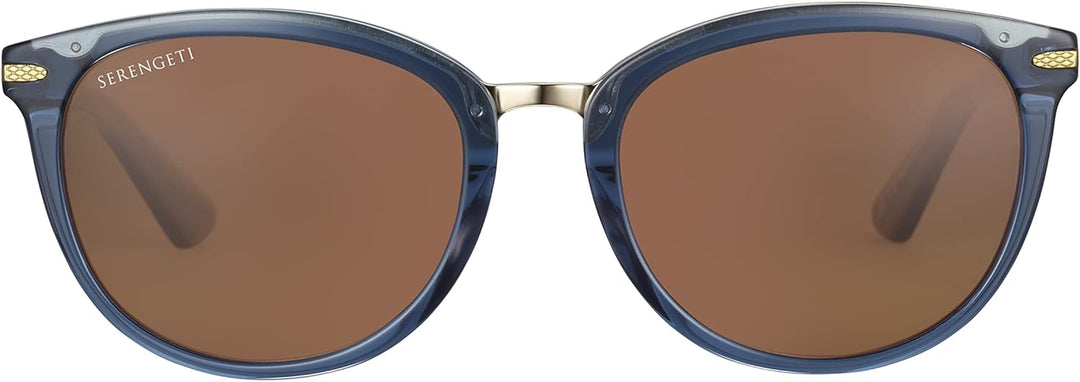 Serengeti Unisex Jodie Sonnenbrille, Glänzendes Kristallglas, Fed Blue Shiny Light Gold Metall, M