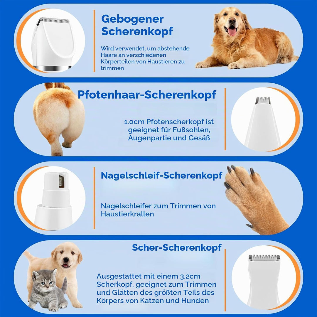 Pfotentrimmer für Hunde, 4-IN-1 Leise Schermaschine Katze Set, Profi Haarschneidemaschine für Katzen