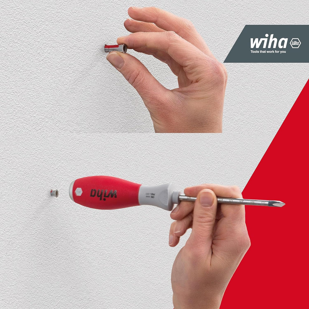 Wiha Dübellochschläger Set SoftFinish® 5 tlg. I 6 mm Rundklinge I mit 4 Dübeln I Schnelles, Sauberes