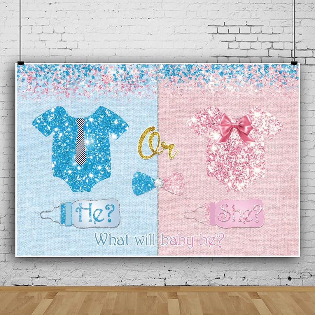 Renaiss 1.5x1.2m Gender Reveal Hintergrund Rosa Blau Glitter Fotografie Hintergrund Er oder Sie Mädc