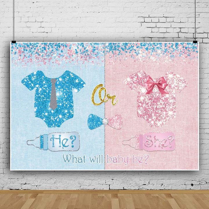 Renaiss 1.5x1.2m Gender Reveal Hintergrund Rosa Blau Glitter Fotografie Hintergrund Er oder Sie Mädc
