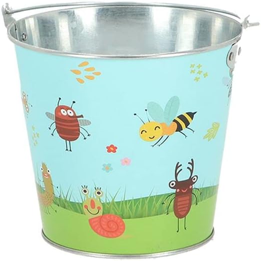 Rivanto® Kinder Eimer Insekten mit Tragegriff für Gartenarbeiten, verzinktes Eisen, Ø16 x H18 cm, zu