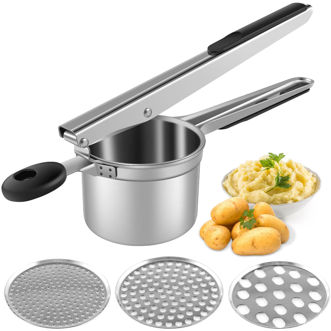 Kartoffelpresse Edelstahl Spätzlepresse mit 3 Lochscheiben Multifunktional Spaghettieispresse Kartof