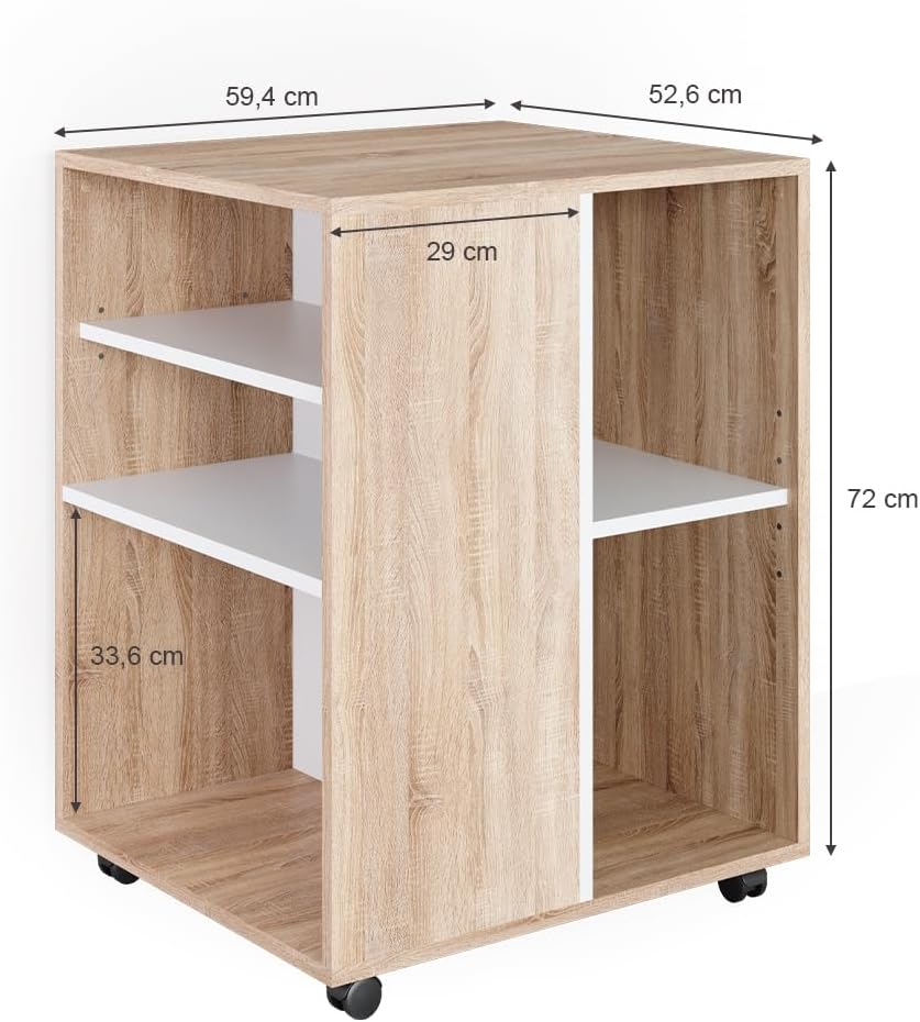 Vicco Rollcontainer, Sonoma/Weiss, 59 x 53 cm, Sonoma