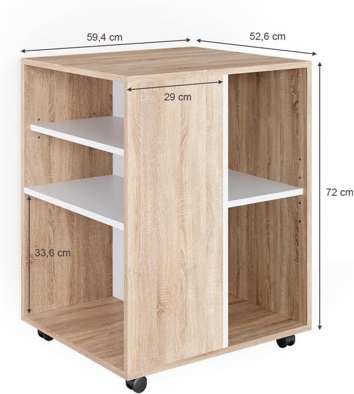 Vicco Rollcontainer, Sonoma/Weiss, 59 x 53 cm, Sonoma
