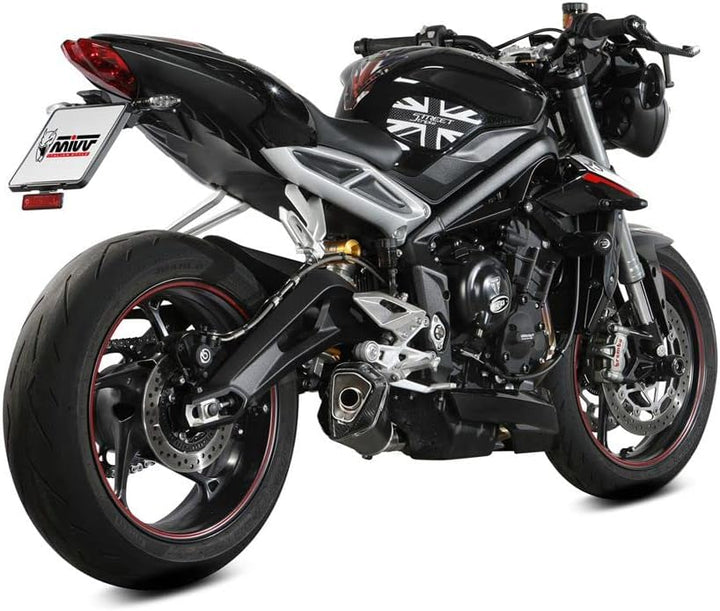 MIVV SLIP-ON STANDARD DELTA RACE Edelstahl schwarz kompatibel mit TRIUMPH STREET TRIPLE R / S / RS 7