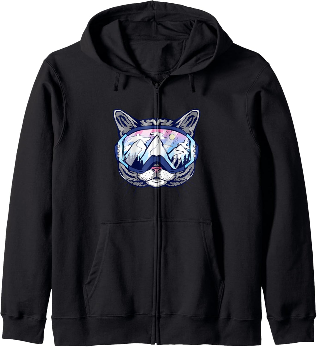 Katze mit Skibrille Schifahren Design für Skifahrer Kapuzenjacke