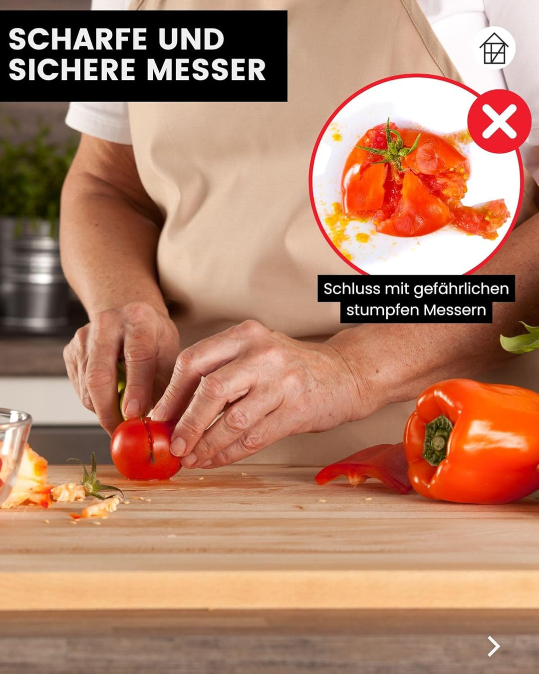 Fachwerk-Messer Küchenmesser 4er Set Gemüsemesser Solingen 7,5 cm Klingenlänge Schälmesser Qualität