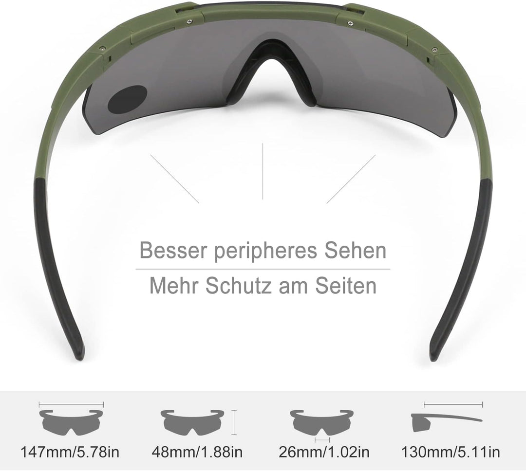 Feyachi Schiessbrille mit 3 Austauschbaren Gläsern, Schutzbrille Schlagfester Augenschutz, UV-400-S