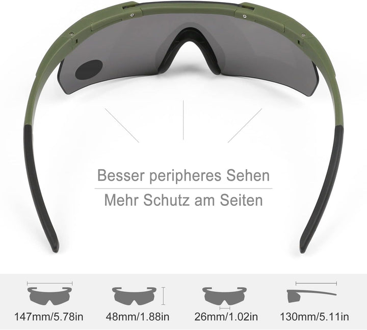Feyachi Schiessbrille mit 3 Austauschbaren Gläsern, Schutzbrille Schlagfester Augenschutz, UV-400-S