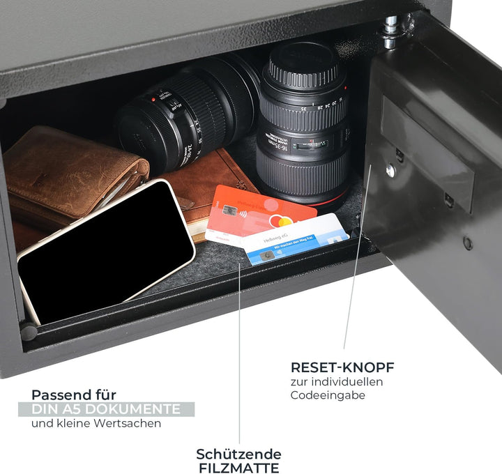 HMF Safe Tresor für Zuhause, Hotel oder Büro, Möbeltresor mit Zahlenschloss für DIN A4 Dokumente | 3