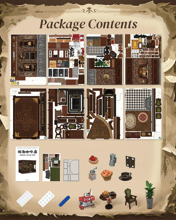 Cutefun Book Nook Kit mit LED-Beleuchtung & Staubschutzhülle - DIY Miniature House Holzmodell Puppen