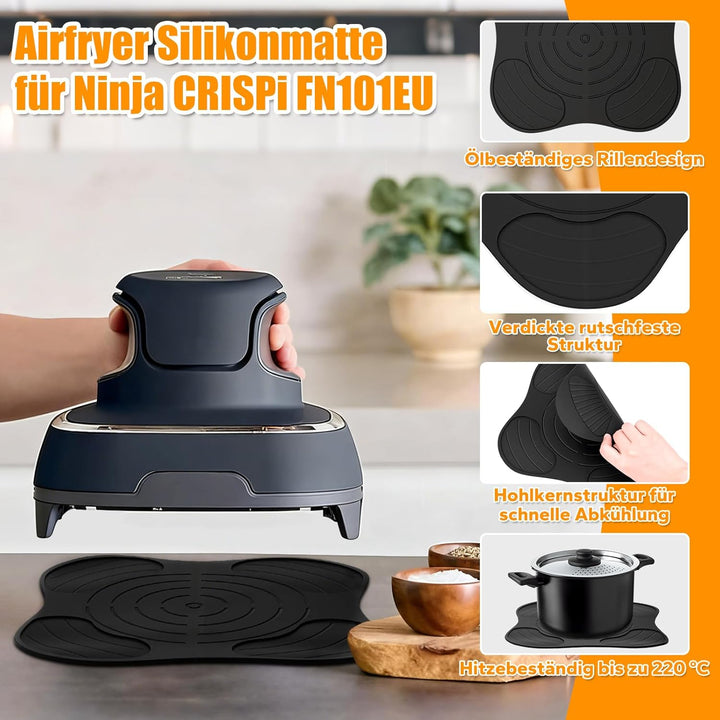 SelfTek 6 Stück Airfryer Zubehör für Ninja CRISPi FN101EU - mit 2 Stück Silikonform, Spritzschutz, S
