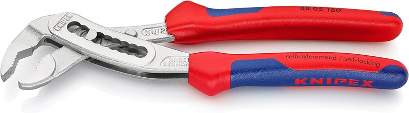 KNIPEX Alligator, Wasserpumpenzange | Rohrzange, Chrom-Vanadium mit 2K-Griffen, Rostschutz verchromt