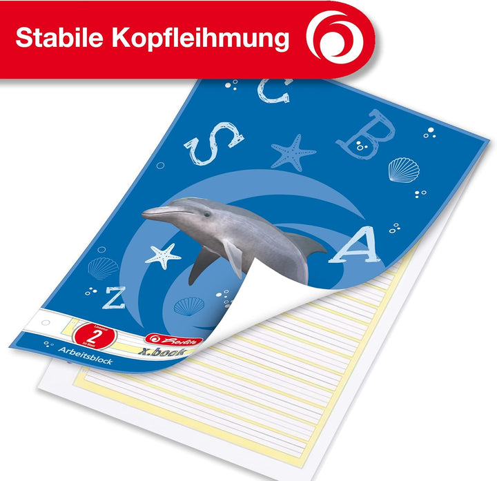 Herlitz 215020 Arbeitsblock A4, Lineatur 02 (liniert), FSC Mix, 5-er Pack