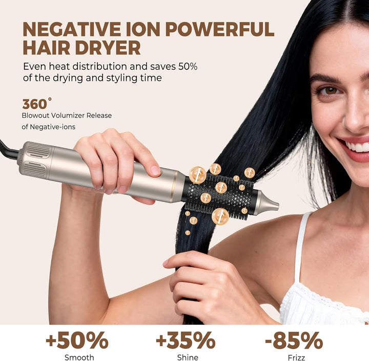 UKLISS 6 in 1 Hairstyler mit LCD-Display, Hair Styler Set mit Föhn für Locken, Rundbürstenföhn, Haar