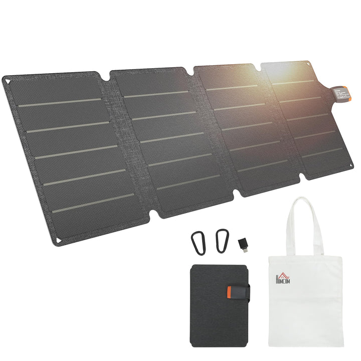 HOMCOM Faltbares Solarpanel 36W 13,2V Tragbares Outdoor Solarladegerät mit USB-A, Typ-C Tragetasche