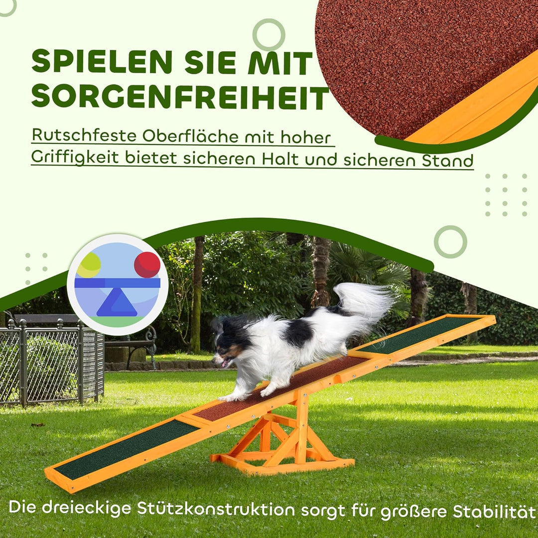 PawHut Hundewippe Hunde Agility Wippe Holz Welpenspielzeug Agility Training Hundesport für grosse Hu