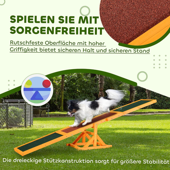 PawHut Hundewippe Hunde Agility Wippe Holz Welpenspielzeug Agility Training Hundesport für grosse Hu