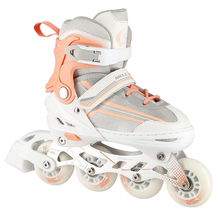 2in1 Inlineskates/Schlittschuhe Nils Extreme Lucky Weiss/Rosa ABEC7 Gr. 34-38 verstellbar