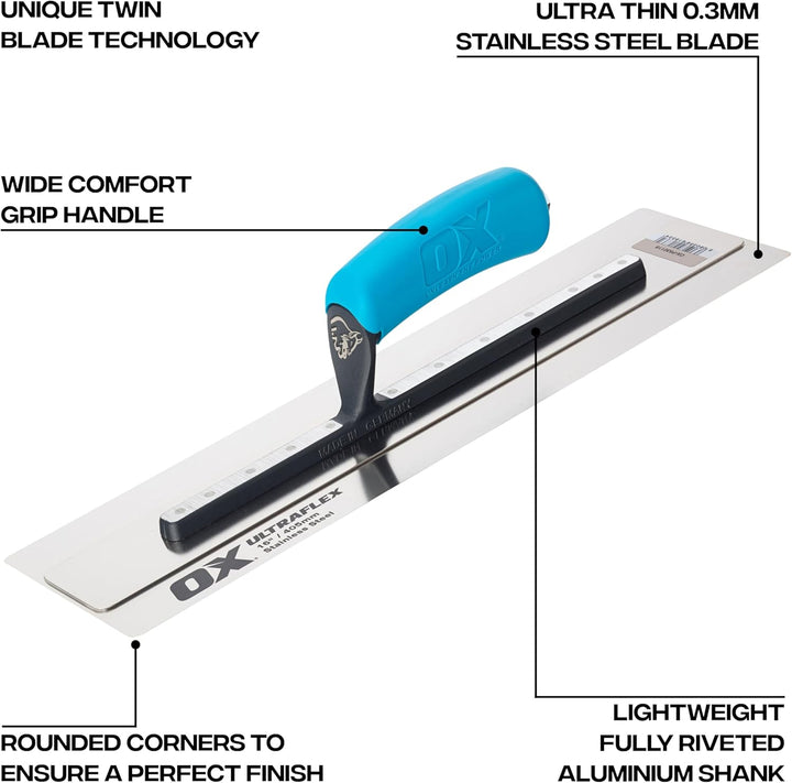 OX Pro UltraFlex Finishing Trowel 16in / 405 x 110 mm, 16in / 405 x 110 mm