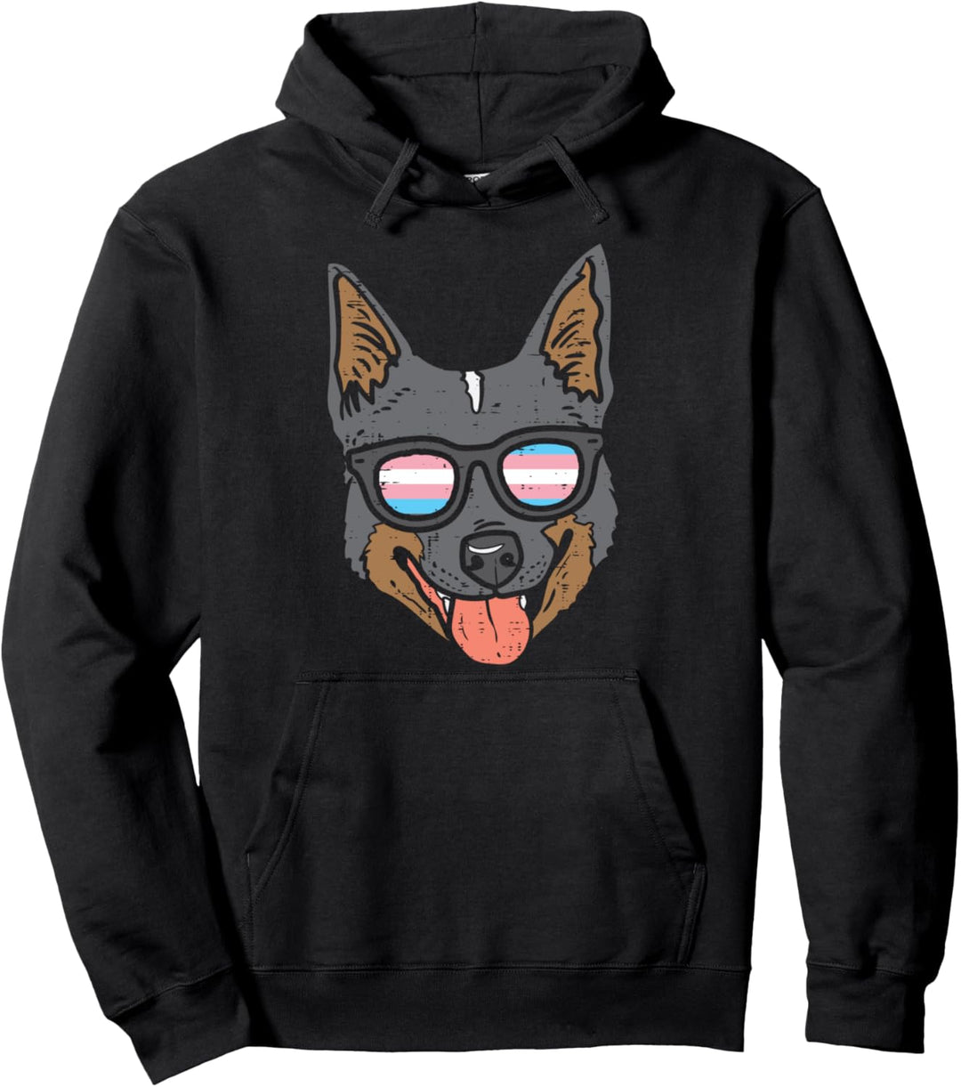 Heeler Transgender Sunglasses Trans Pride Flag Cattle Dog Pullover Hoodie