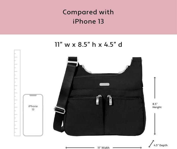 Baggallini Cross-Over-Crossbody-Tasche – leicht, wasserabweisend Schwarz/Sand, Schwarz/Sand