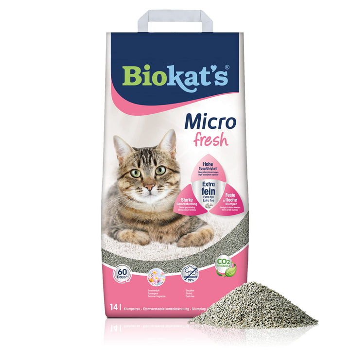 Biokat's Micro fresh Katzenstreu mit Sommer-Duft - Klumpstreu aus Bentonit mit extra feiner Körnung