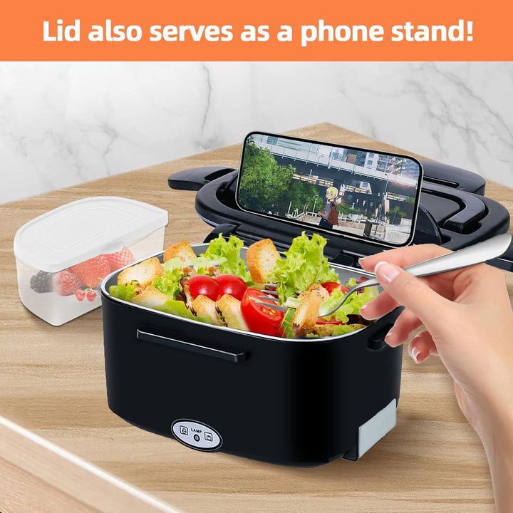 Elektrische Lunchbox 4 in 1 12V/24V/220V~240V, 1.5L 60W Lunch Box Elektrisch Edelstahl Speisenwärmer