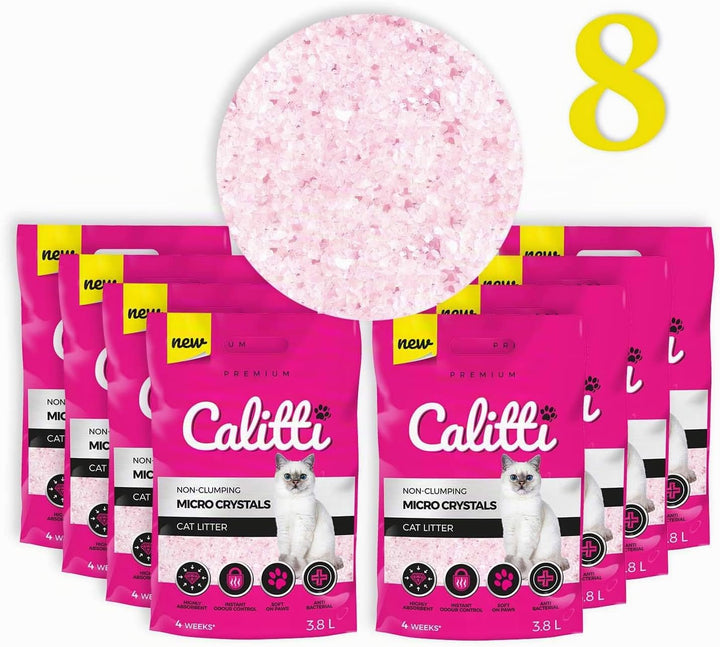 Calitti - Micro Silikat Katzenstreu | Premium Crystals Silikatstreu | Antibakteriell Katzensand | 8-