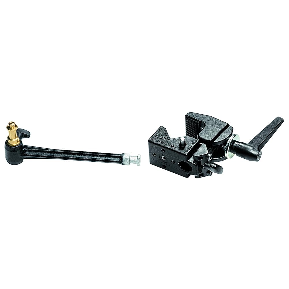 Manfrotto 035 Superclamp Universal Befestigungs-Mechanismus (Aluminium) schwarz &amp; Auslegerarm für Su