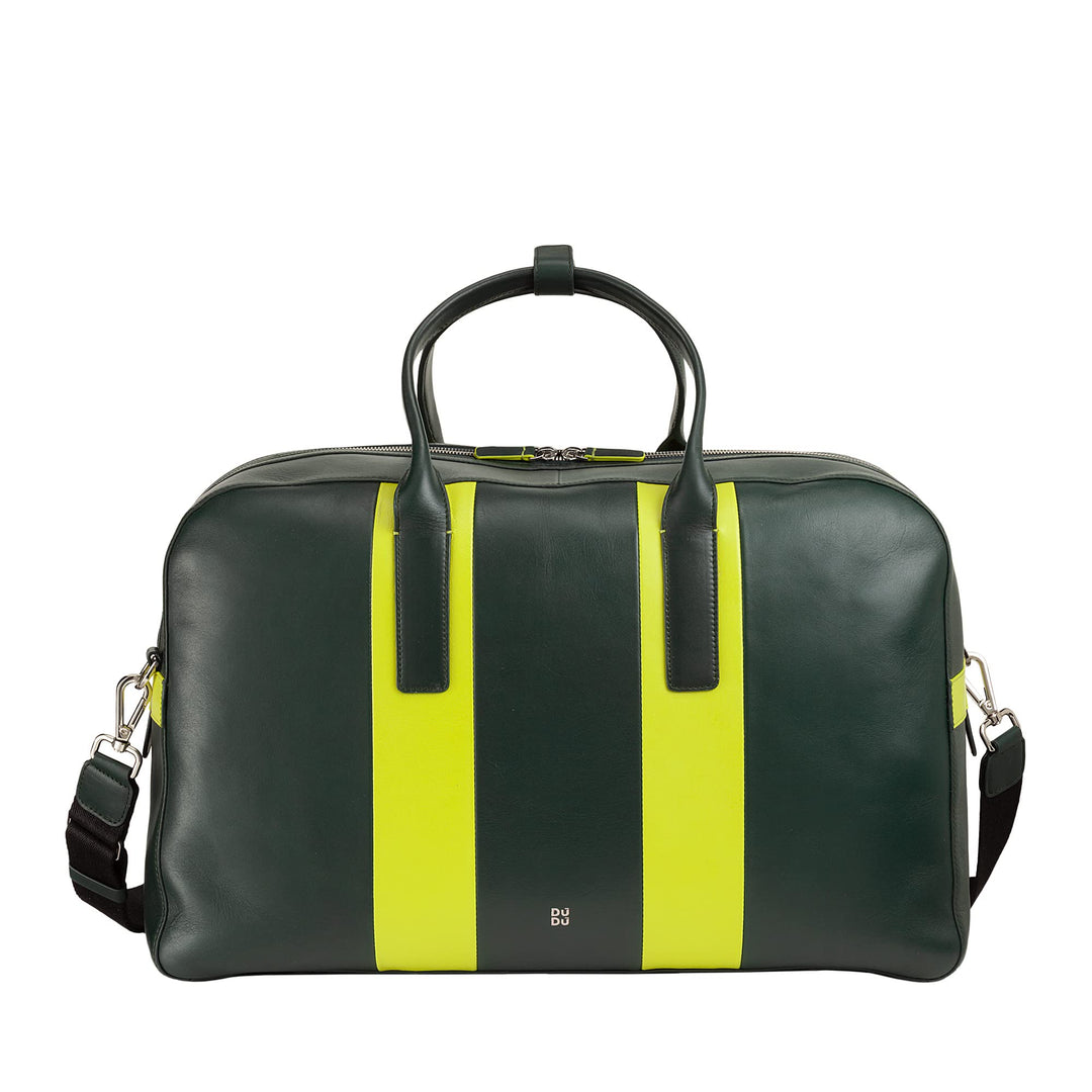 DUDU Reisetasche aus Leder mit Schulterriemen, Grosse Weekend- und Fitnesstasche für Herren und Dame