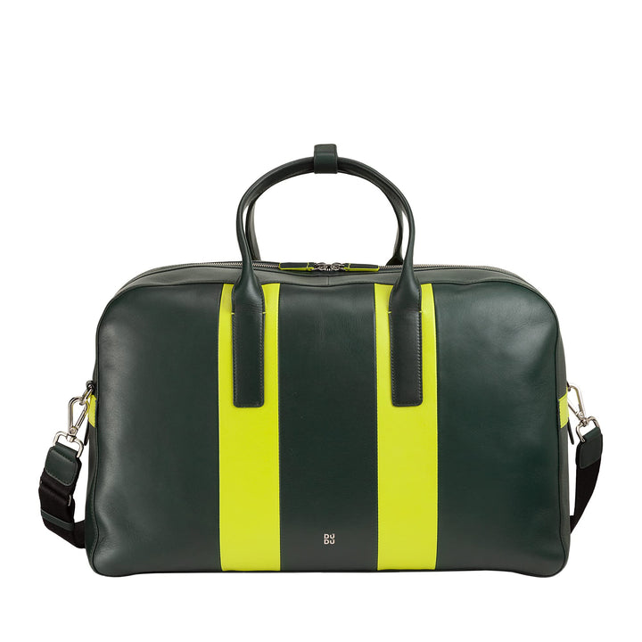 DUDU Reisetasche aus Leder mit Schulterriemen, Grosse Weekend- und Fitnesstasche für Herren und Dame