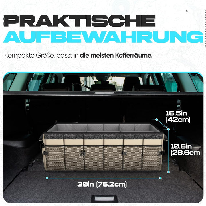 FORTEM Kofferraum Organizer, Kofferraumtasche, Zusammenklappbarer Auto Kofferraum mit Fächern, Rutsc