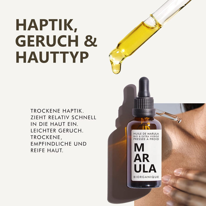 BIO Marulaöl 100% rein, natürlich und kaltgepresst - 50 ml - Pflege für Haar, Körper, Anti-Aging, Ha