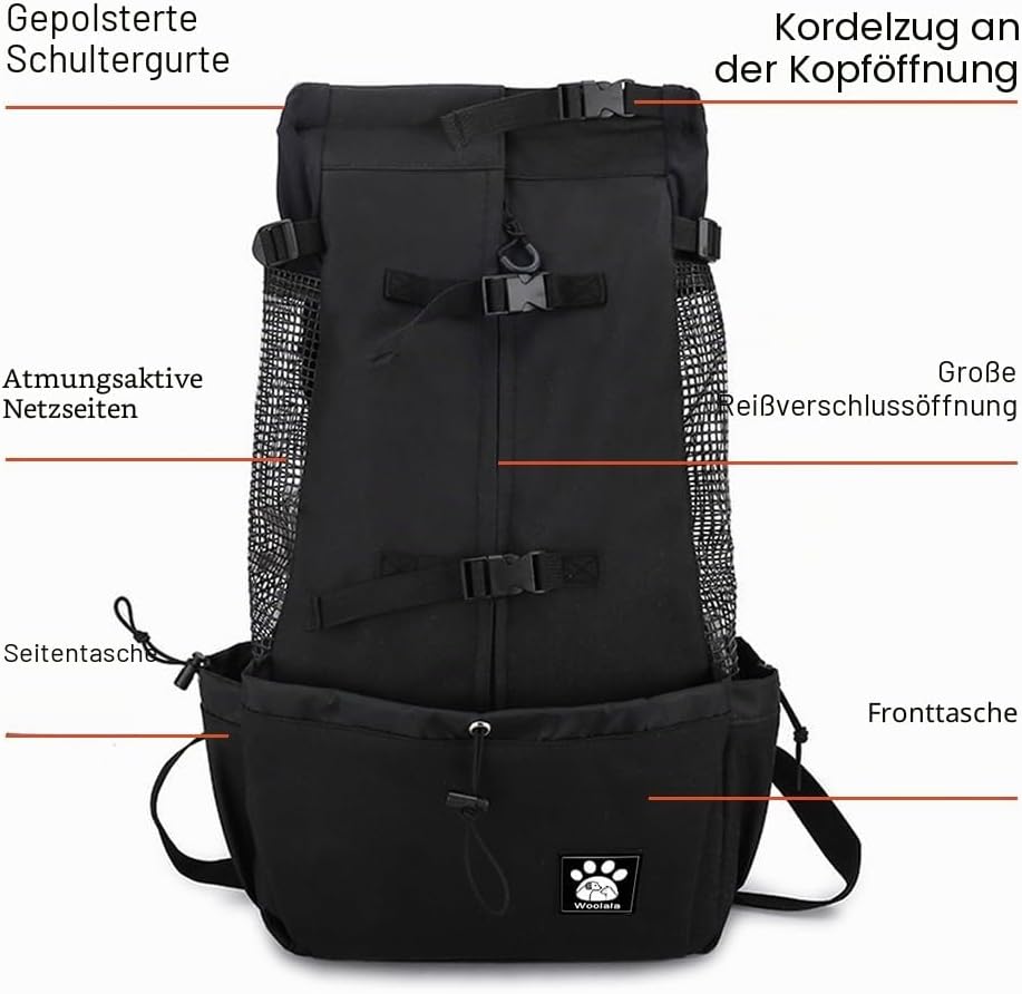 1–25 kg Hundetragetasche mit Kordelzug, belüfteter Haustier-Rucksack für kleine, mittelgrosse Hunde,