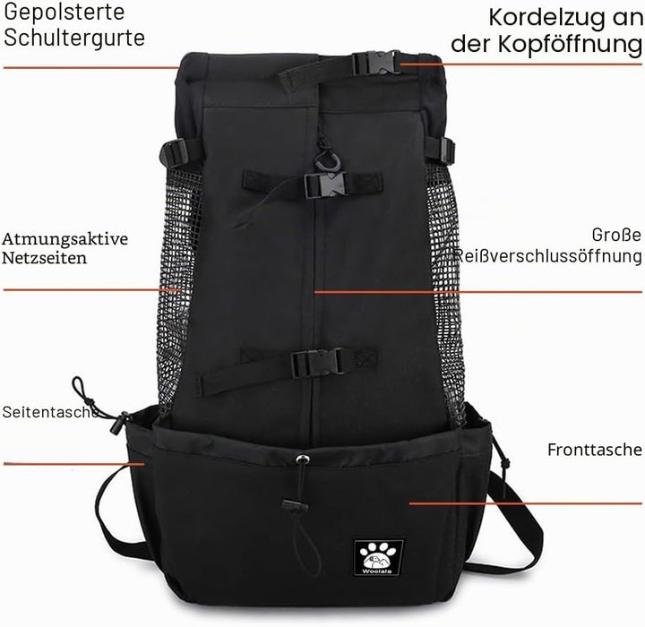 1–25 kg Hundetragetasche mit Kordelzug, belüfteter Haustier-Rucksack für kleine, mittelgrosse Hunde,