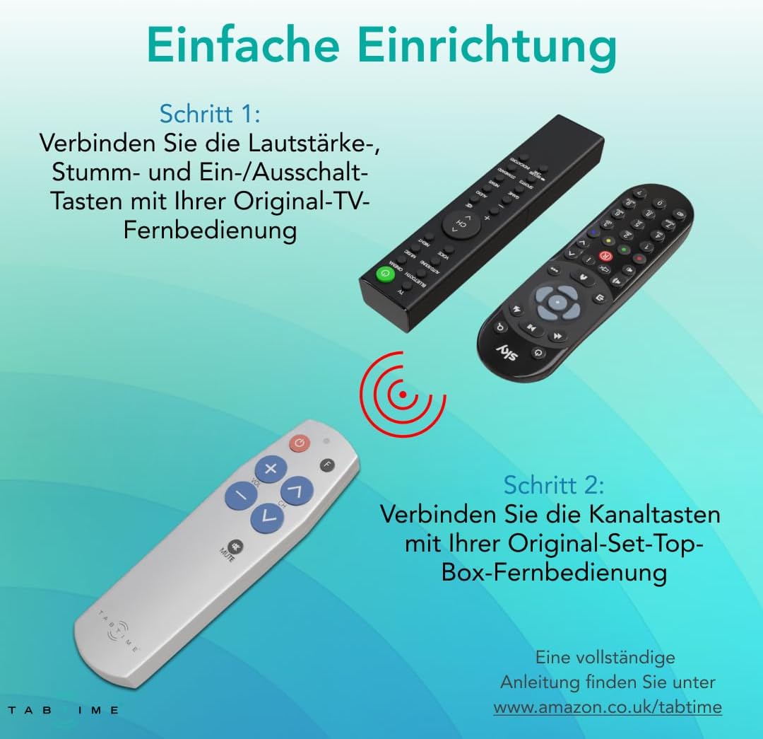 TabTime TV-Fernbedienung mit grossen Tasten – Einfach zu bedienen und einzurichten – Universelle – E