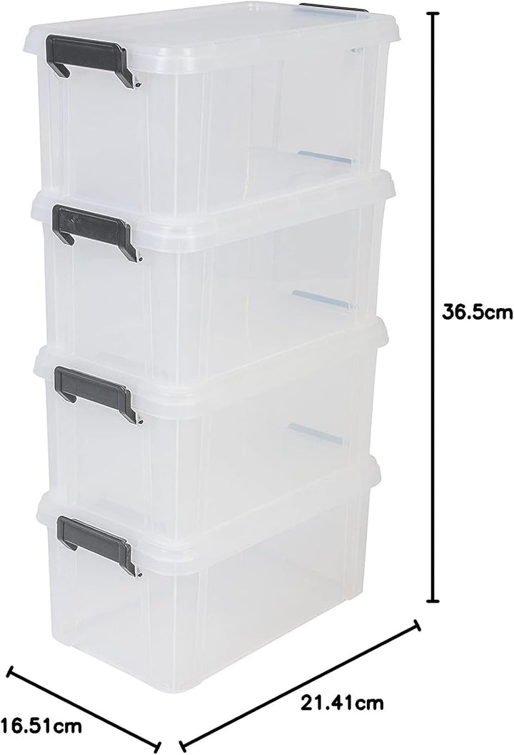 Iris Ohyama, 4er-Set, Aufbewahrungsboxen, 6 L, mit Einrastgriffen, stapelbar, Garage - Multi Box MBX