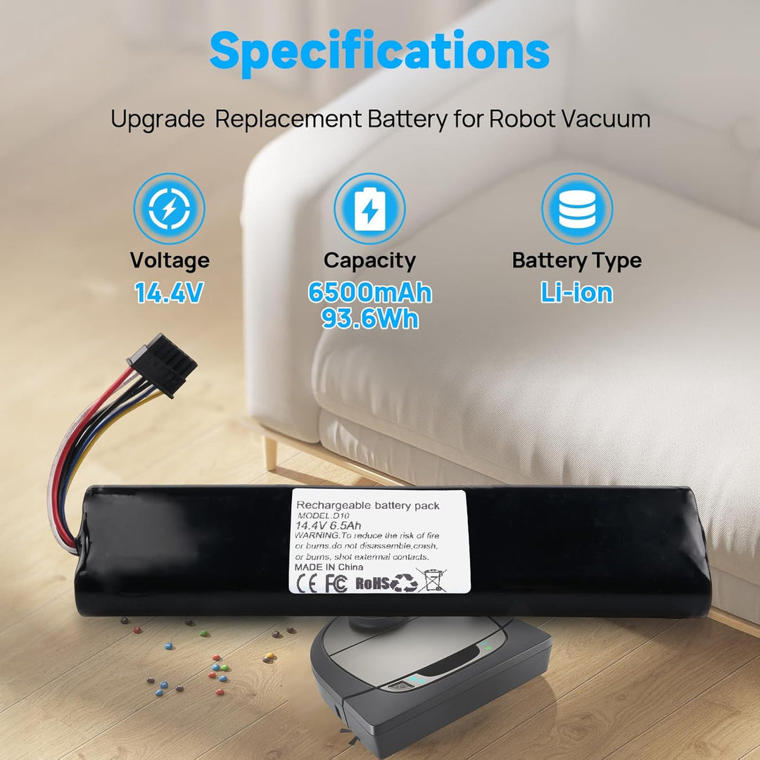 6500 mAh Akku Kompatibel mit Neato Botvac D3 D4 D5 D6 D7 D3+ D301 D303 D5+ D502 D503 D701 D702 D703
