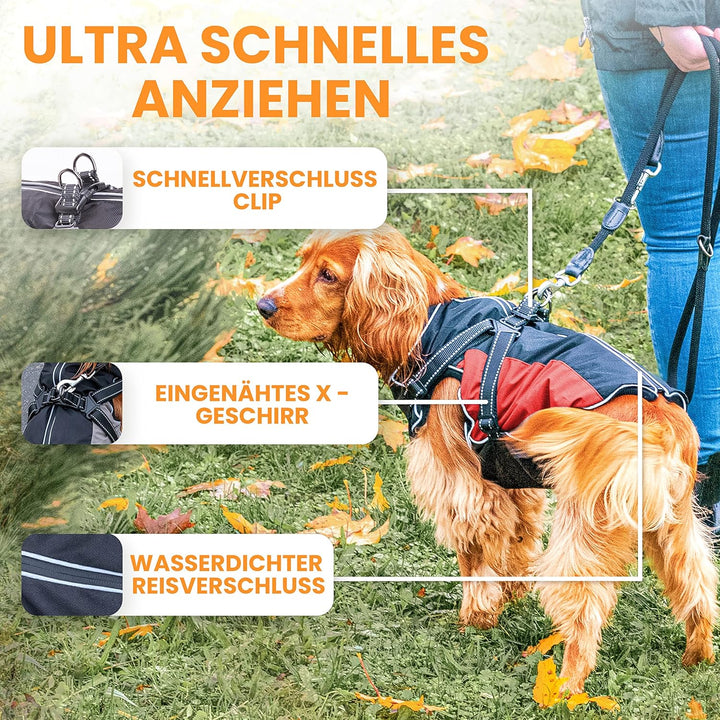 Tierhood Regenmantel Hund - Hundemantel inkl. Geschirr Wasserdicht | Hunderegenmantel wasserdicht- R