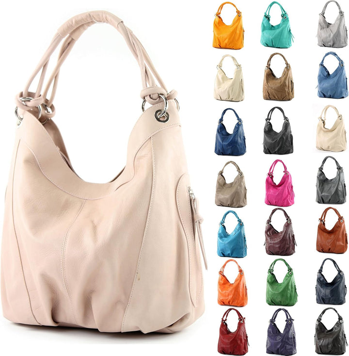 modamoda de - Z18 - ital Damenhandtasche aus Leder/Nappaleder Graphitgrau, Graphitgrau