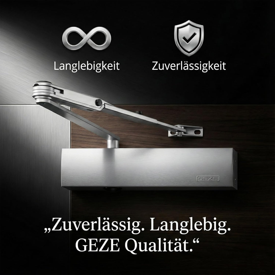 Geze Türschliesser TS4000V mit Feststellgestänge und Montageplatte Silber Ts 4000v Silber mit Festst