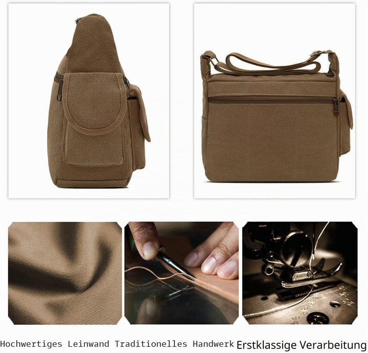 FANDARE Umhängetasche Schultertasche 7.9 inch iPad Tasche Unisex Vintage Canvas Messenger Tasche für