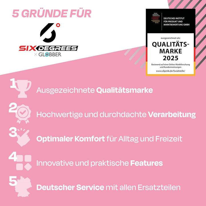 Six Degrees Aluminium Scooter mit Klappmechanismus, Ständer, 205 mm TESTSIEGER, ABEC 7, höhenverstel